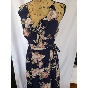 LOVE CULTURE LADIES MAXI DRESS MEDIUM BLUE FLORAL